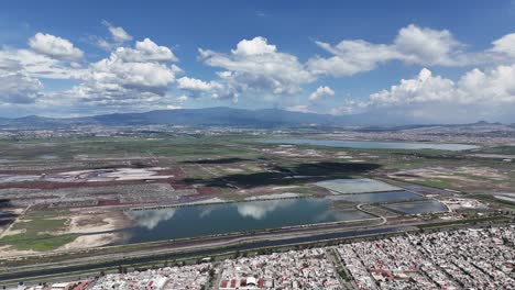 aerial footage of texcoco ecological park, mexico city