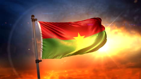 burkina faso flag backlit at beautiful sunrise loop slow motion 4k