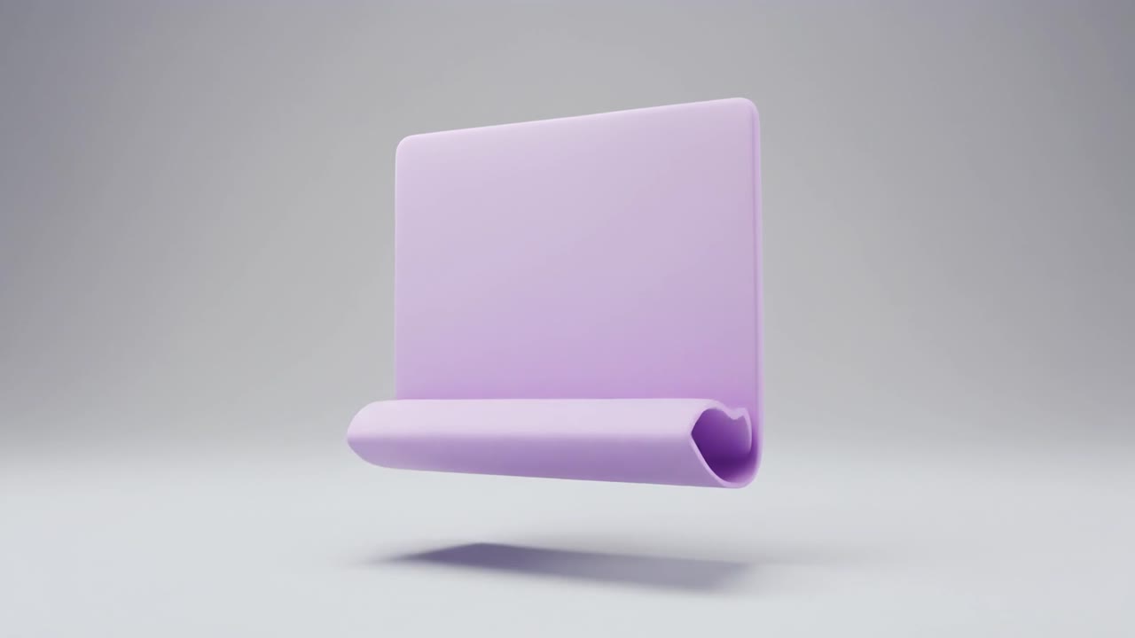Oggetto Astratto Viola Animato in 3D che Fluttua e Atterra