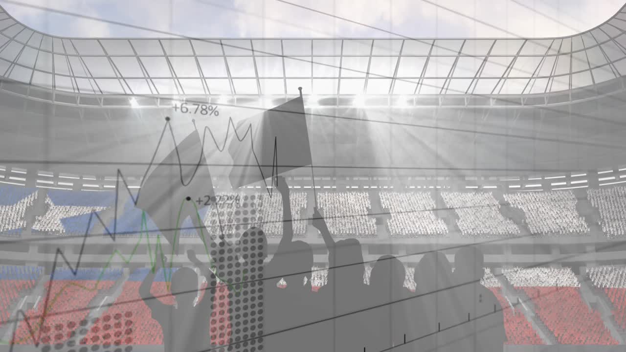 팬들의 실루 ⁇ 과 스포츠 스타디움의 배경에 대한 통계 데이터 처리