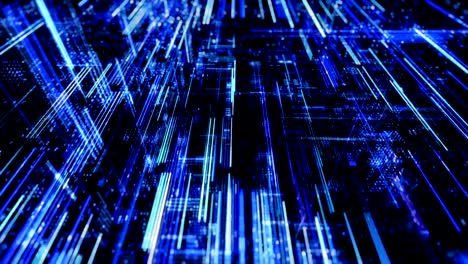 ciudad virtual digital abstracta. escaneo de la ciudad para el concepto de ataque de hackers. render 3d 4k bucle
