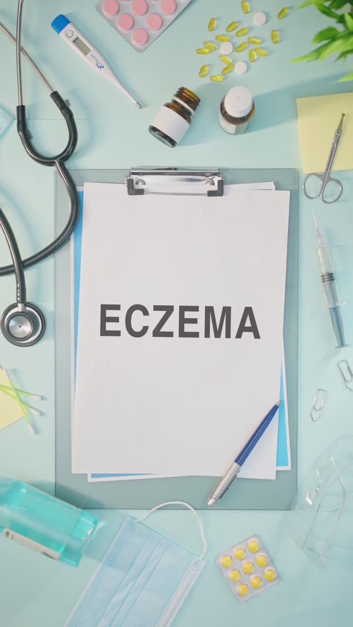 vídeo vertical de eczema escrito en papel médico