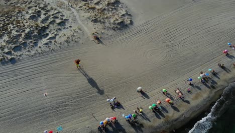 Drohnenaufnahme-Von-Einem-Strand,-Rückwärtsfahrt-Und-Neigung-Nach-Oben