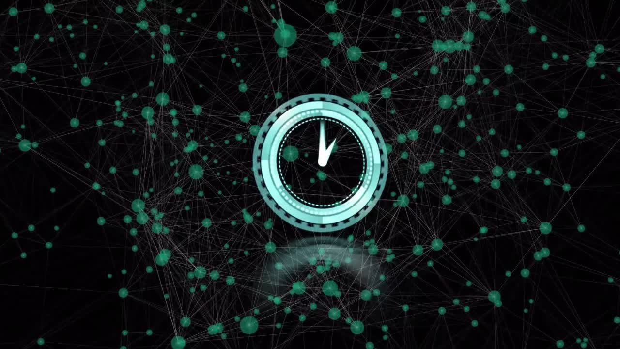 Animation of clock ticking over network of connections
