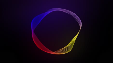 3d forma círculo movimiento líneas giratorias animación en fondo gradiente oscuro abstracto gráficos de movimiento dinámico partículas brillo tipografía efecto visual arco iris digital