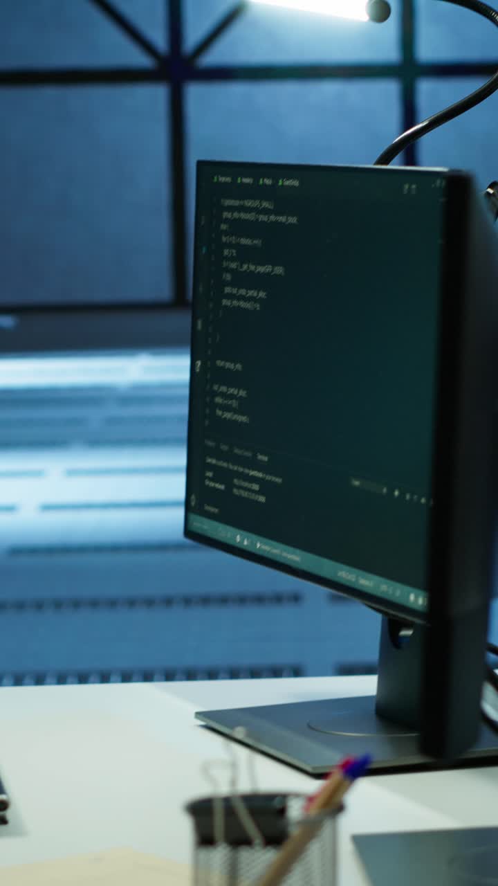Close Up of Computer Monitors and Keyboard in Data Center