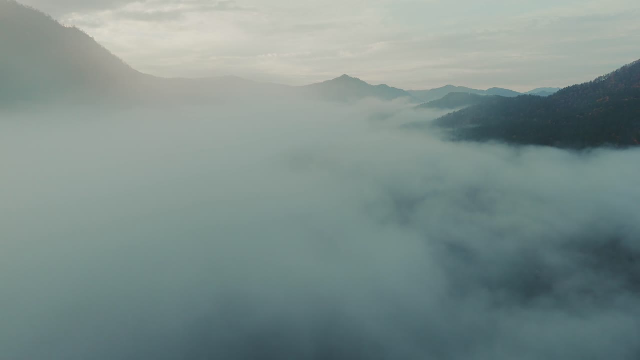 안개가 가득한 산 계곡