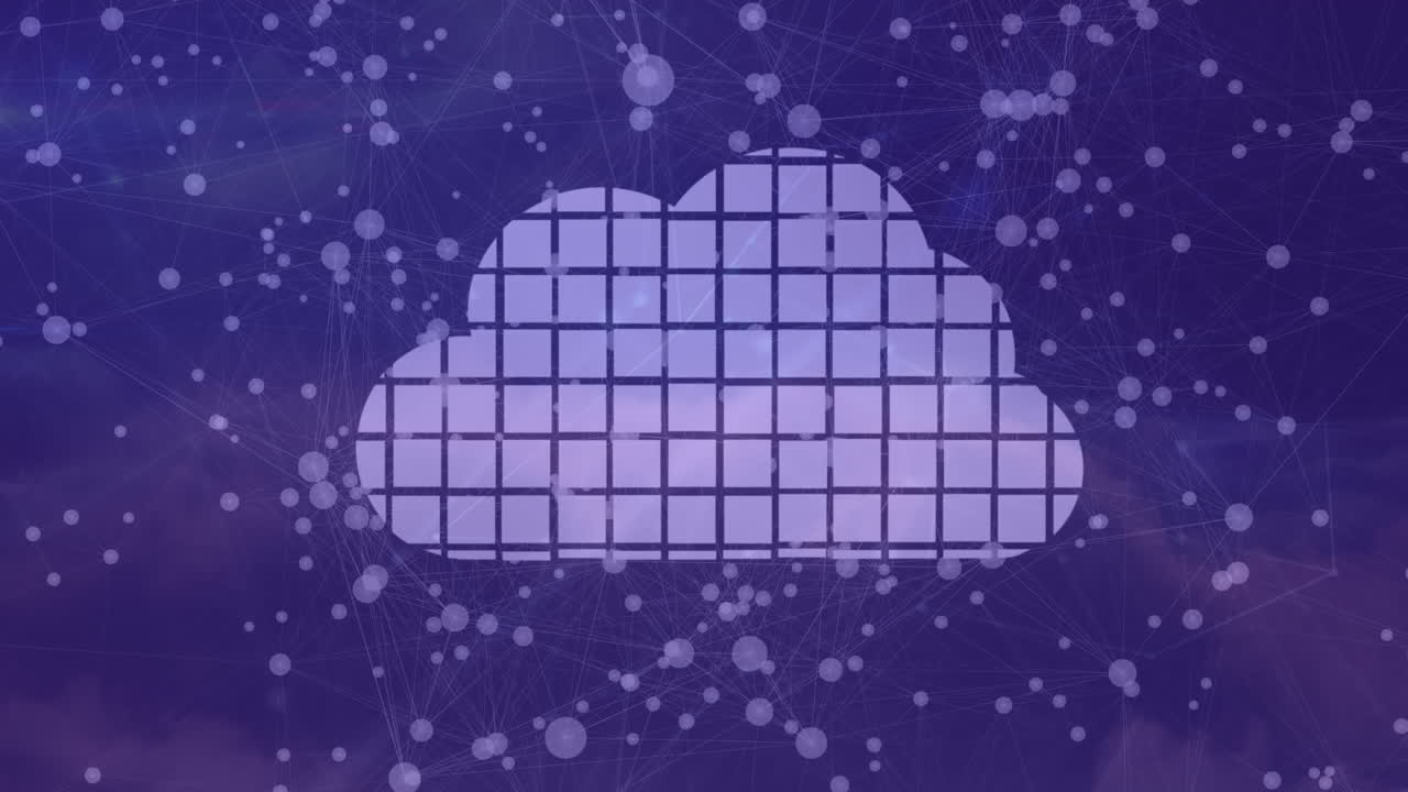 animación de la red de conexiones sobre fondo púrpura