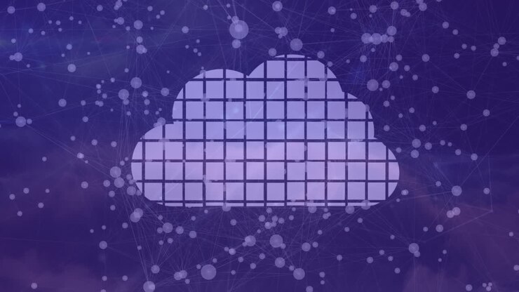 Animation of network of connections on purple background