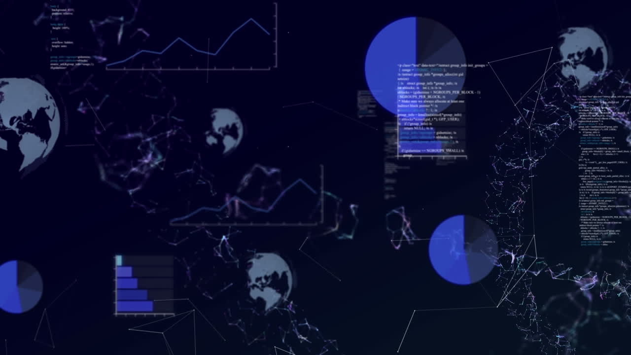 animación del procesamiento de datos sobre un fondo negro