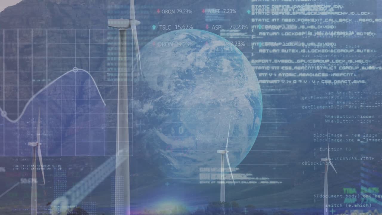 Animation of data processing over wind turbines