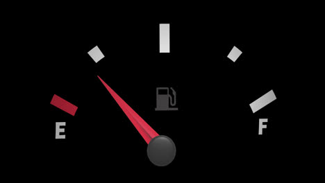 Animation-of-fuel-gauge-moving-over-black-background