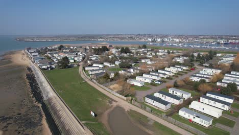 mobile home site point clear clacton essex aerial drone view
