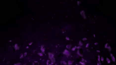 gas de fuego realista con brasas ardientes calientes chispas llamas animación 3d partículas de brillo ardiendo en fondo negro vfx púrpura
