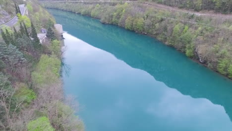 aerial view of soca river. slovenia