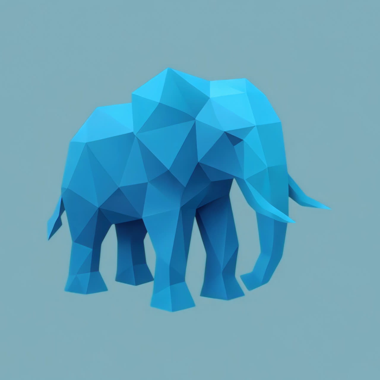 Geometric blue elephant animation isolated asset, transparent 4K video, alpha channel, ProRes 4444