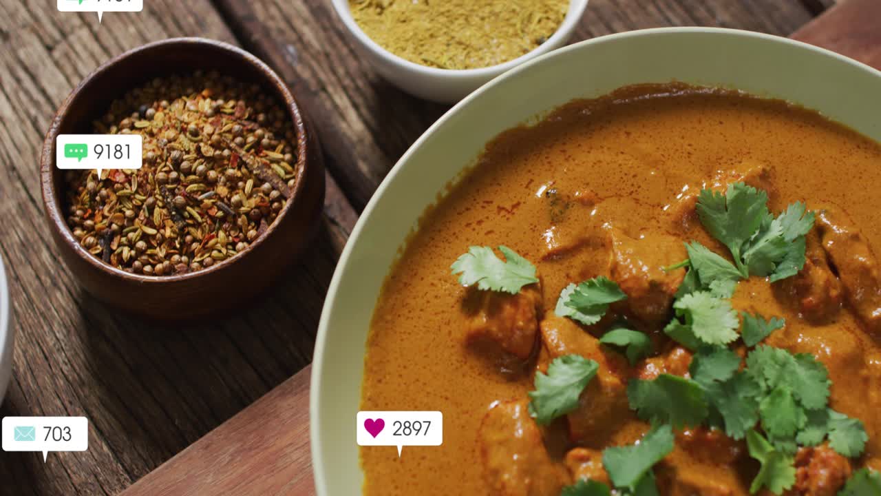 One badge popping near bowl edge, UI badges spawning, covering curry, updating counts, showing buzz