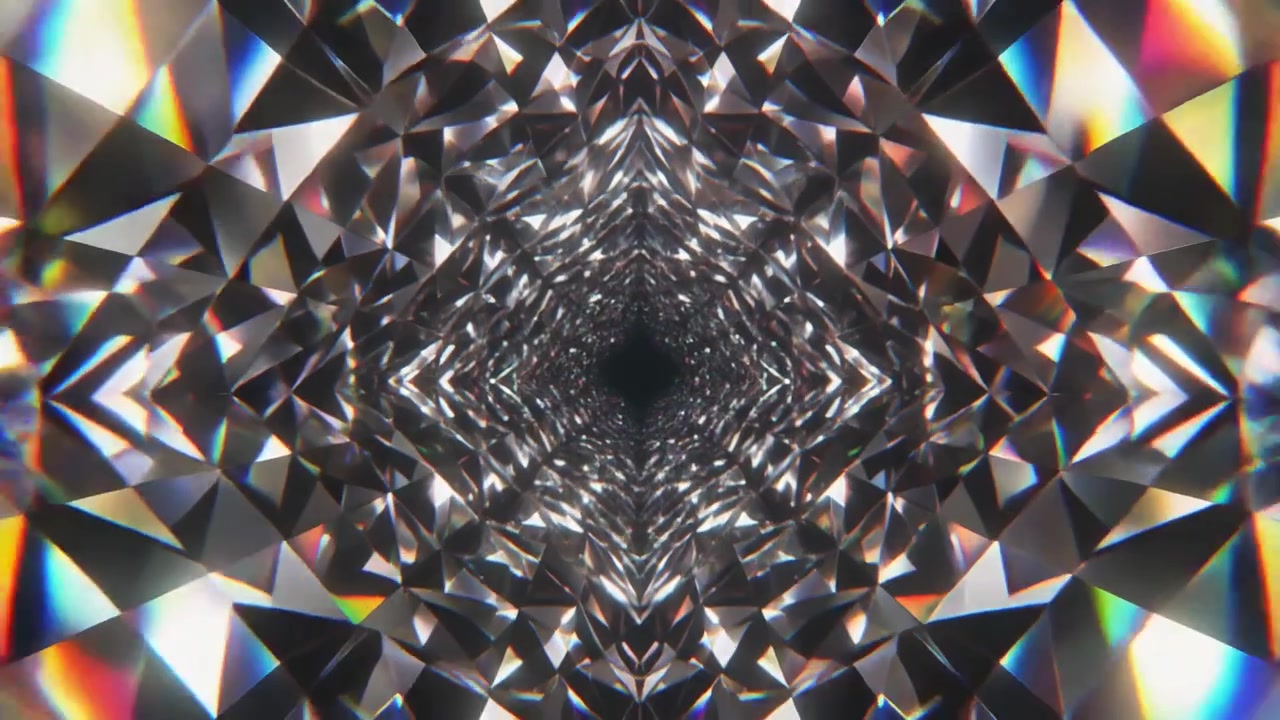 Abstract Tunnel of Reflective Diamond Facets