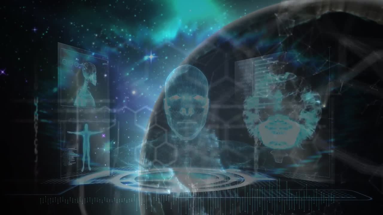 animación de redes de conexiones con el mundo sobre el procesamiento de datos médicos