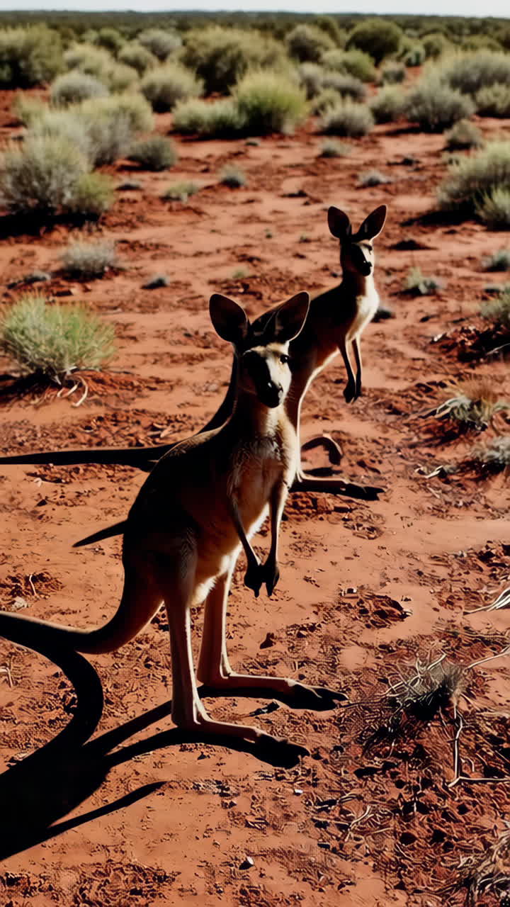 Two Kangaroos in the Australian Outback Desert