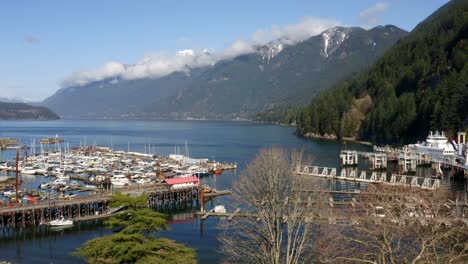 Mooring-Dock-Of-Sewell's-Marina-And-Maritime-Station-Of-BC-Ferries-In-Horseshoe-Bay,-BC,-West-Vancouver,-Canada