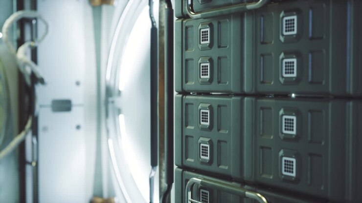 Metallic panels and hatches in space station corridor environment