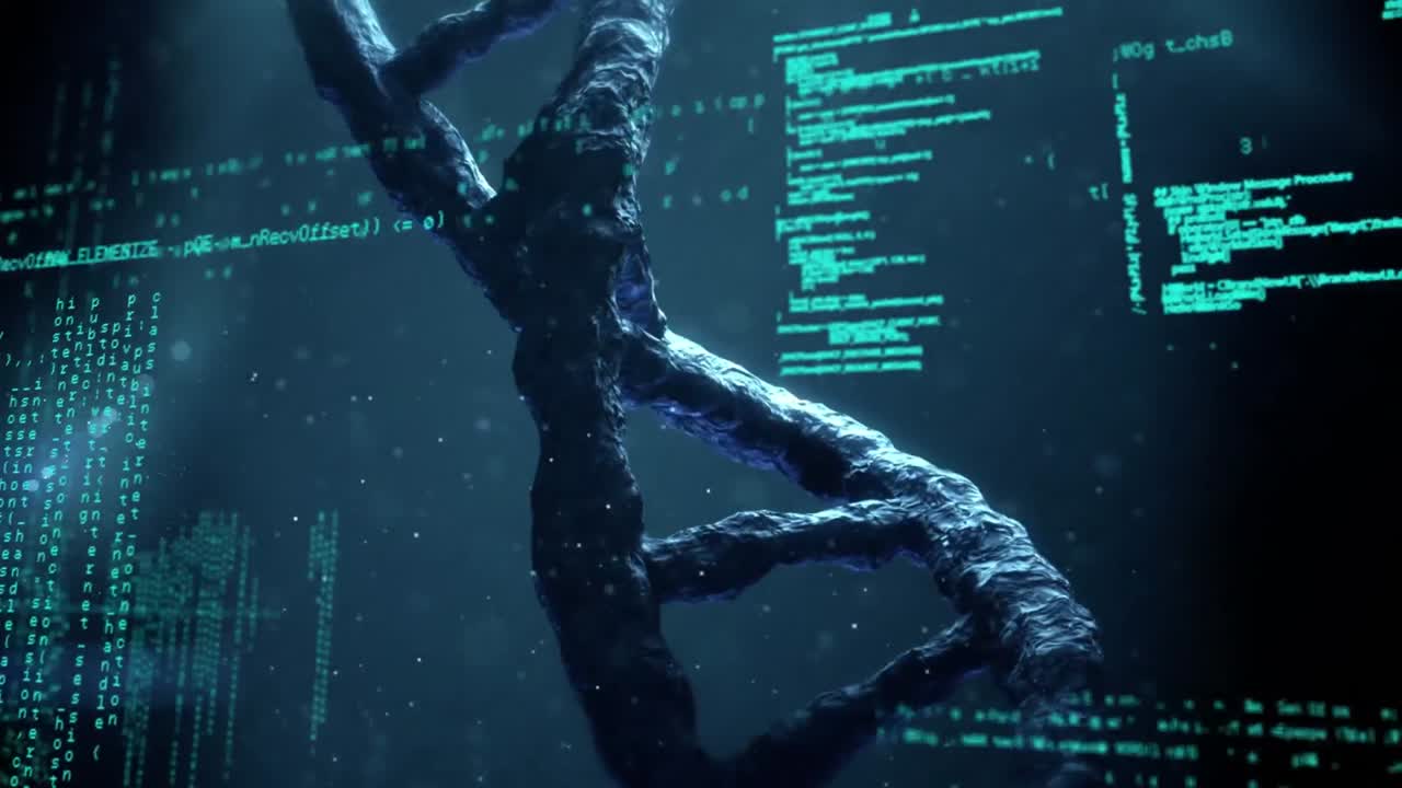 Animation of dna strand spinning and medical data processing