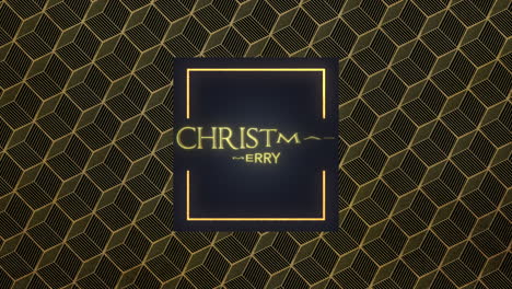 Merry-Christmas-with-gold-frame-on-cubes-pattern