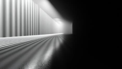 light and shadow add depth. light illuminates a long, shadowy corridor, revealing texture and mystery along the walls.