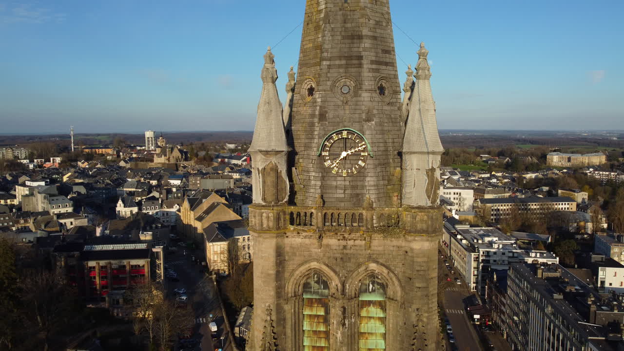 Clock Tower of a Church in a European City