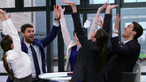 business people throwing paper in the air 4k