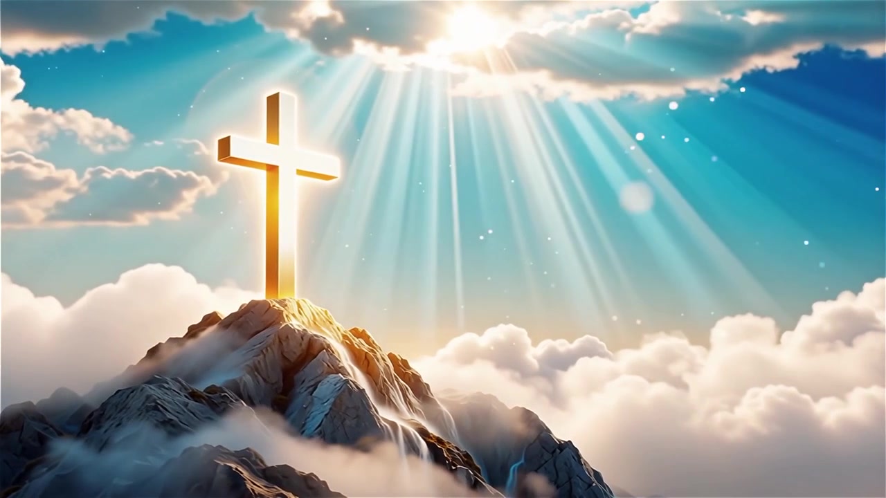 Christian Cross Heavenly Light Worship Background