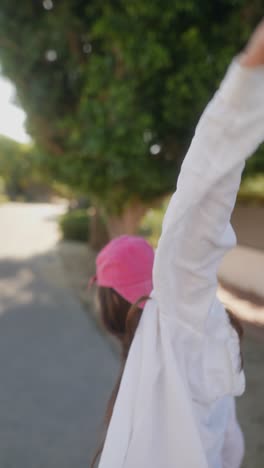 woman walking outdoors in summer