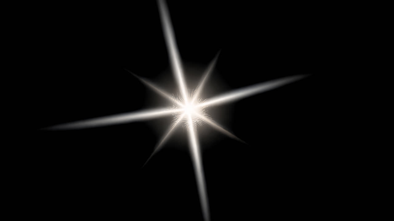 Radiant starburst on dark background animated overlay, transparent 4K video, alpha channel, ProRes