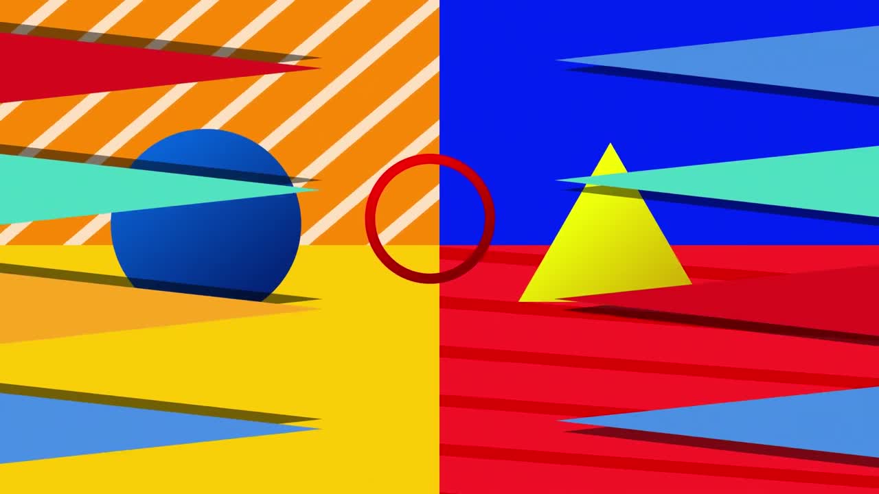 animación de formas en movimiento coloridas sobre un fondo colorido