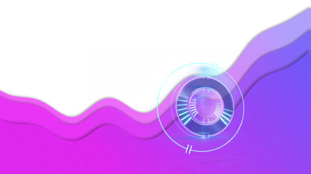 animación de la exploración del alcance con onda púrpura sobre fondo blanco