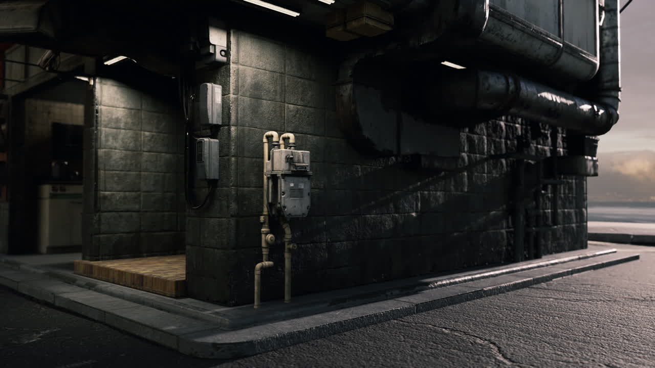 Futuristic urban architecture with a detailed building corner