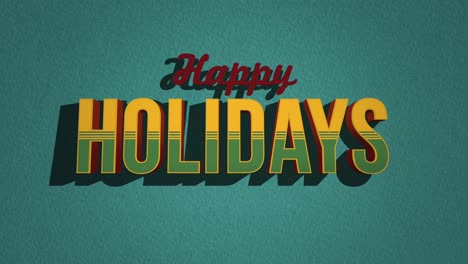 colorful happy holidays greeting card stylized font on blue background