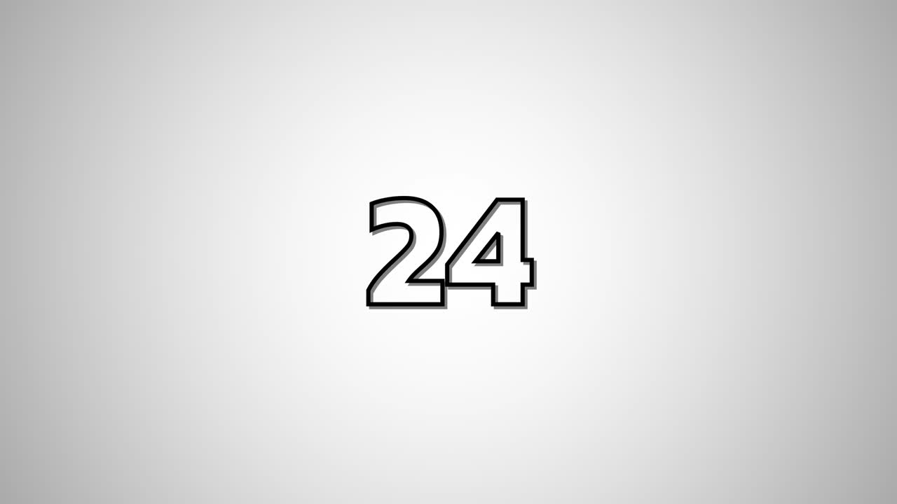 04 texto plano en negro números de cuenta atrás de 30 a 0 en fondo blanco en negro