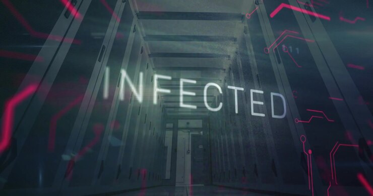 When INFO letters floating, holographic INFECTED forming as red circuits tracing server rack breach