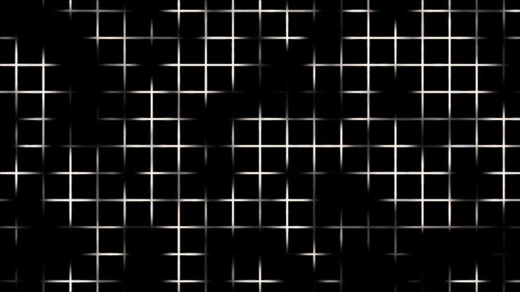 Abstract Glowing White Grid Pattern on Black Background