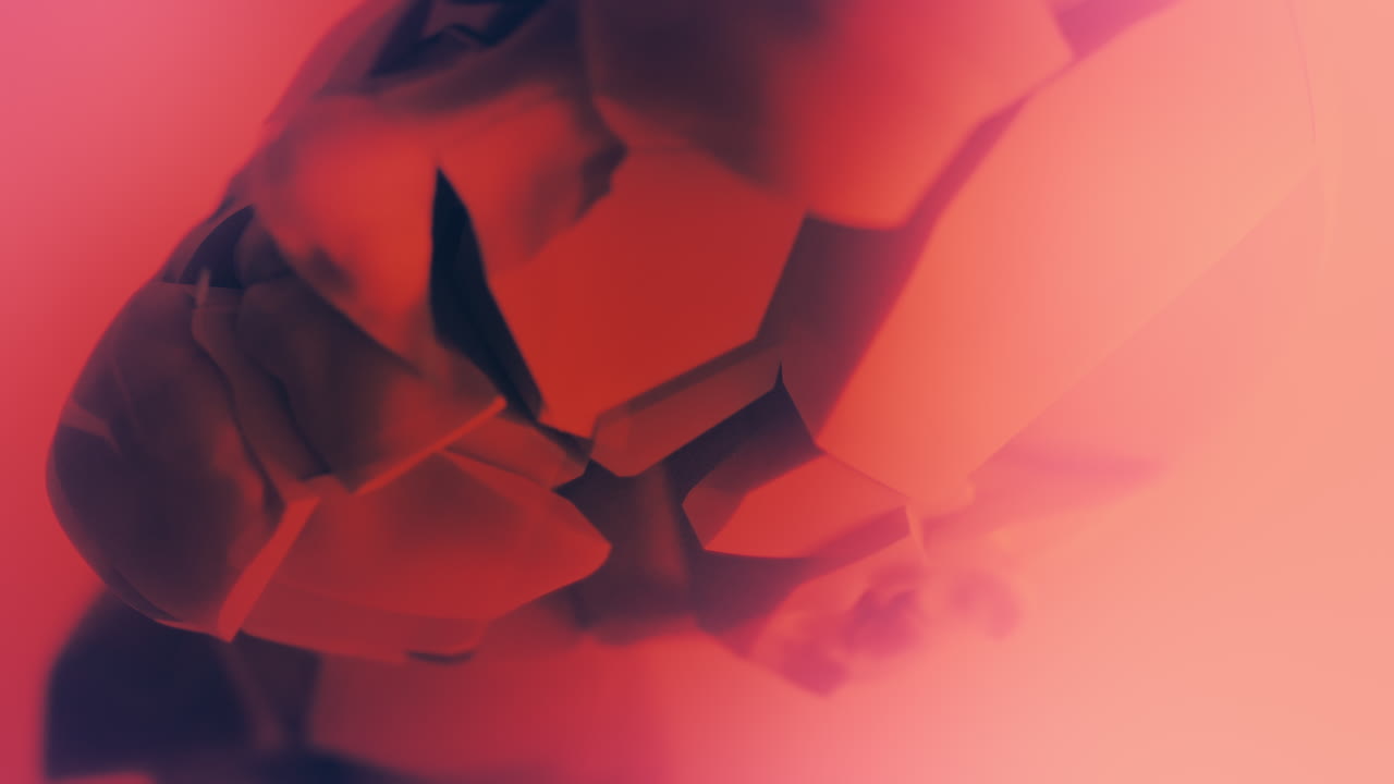 A Destroyed android head on a spike on the neon pink background