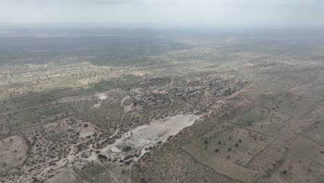 aerial of empty land above rural tharparkar, eastern sindh pakistan