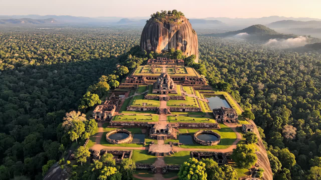 Aerial View of Sigiriya Rock Fortress, Sri Lanka