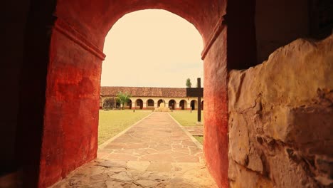 side hall with arcades, church saint francis xavier, jesuit missions in the region of chiquitos, bolivia, world heritage