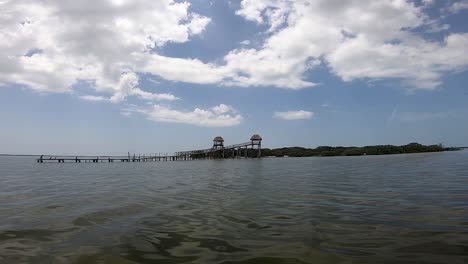 Arriving-Bird-Island-in-Holbox-by-Boat,-Mexico