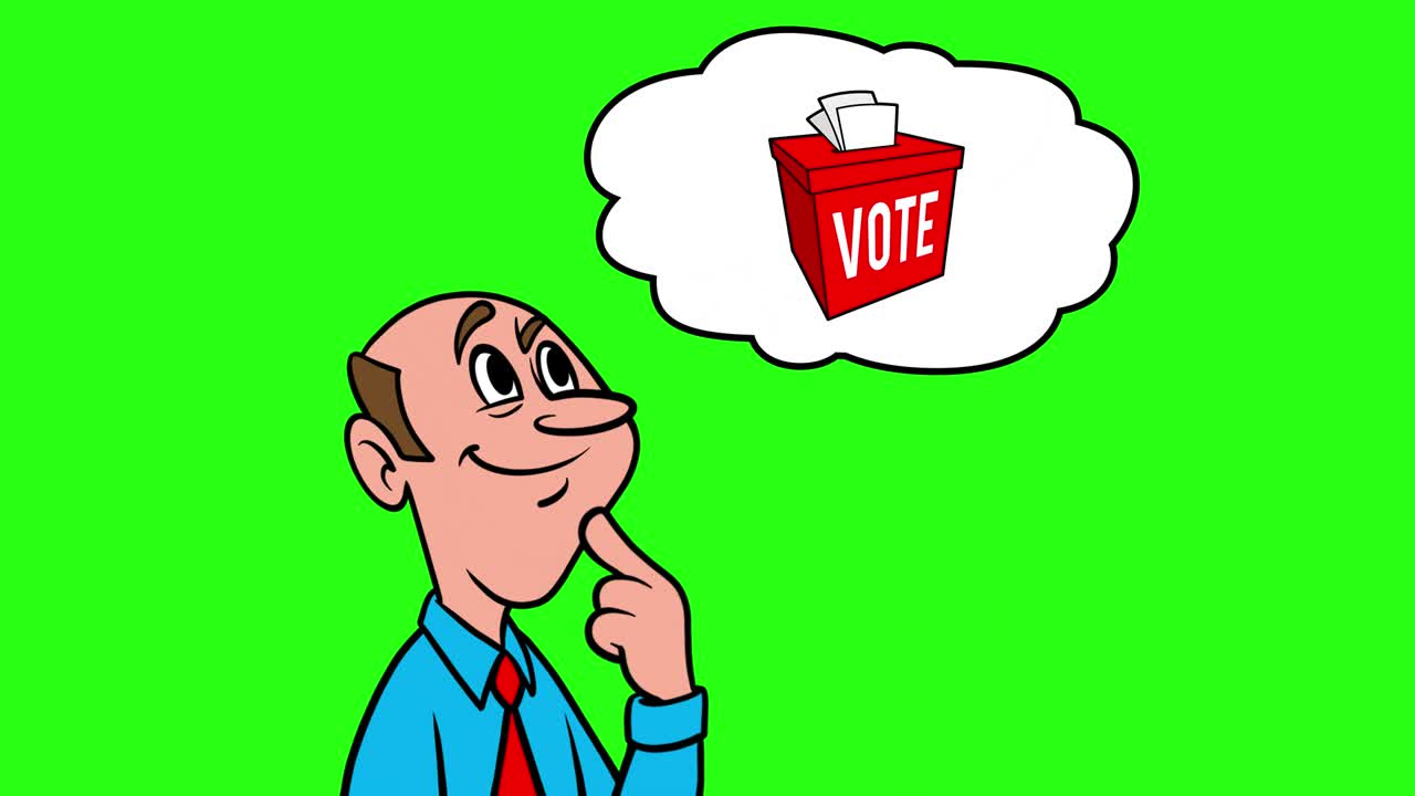 유권자 사기에 대해 생각하는 남자 - 녹색 배경으로 4k 애니메이션