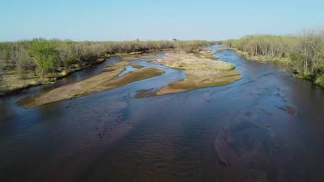 Río-South-Platte,-Cerca-De-North-Platte,-Nebraska,-Disparo-De-Drone