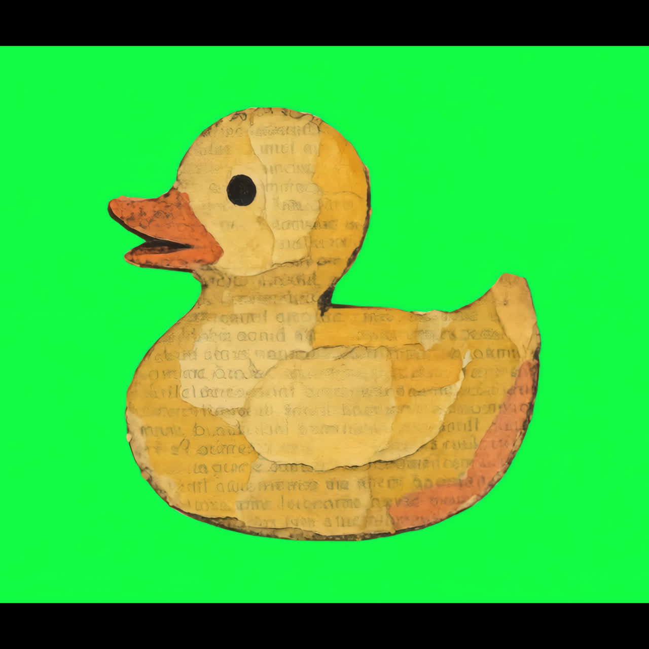 Vintage paper duck illustration animation isolated asset, transparent 4K video, alpha channel