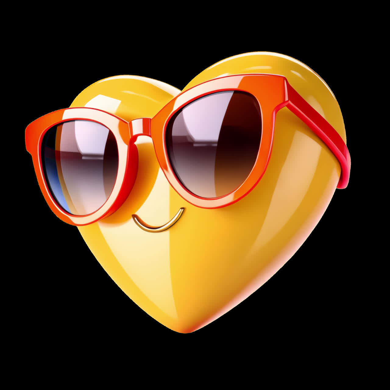 Stylish heart emoji sunglasses animation isolated asset, transparent 4K video, alpha channel, ProRes